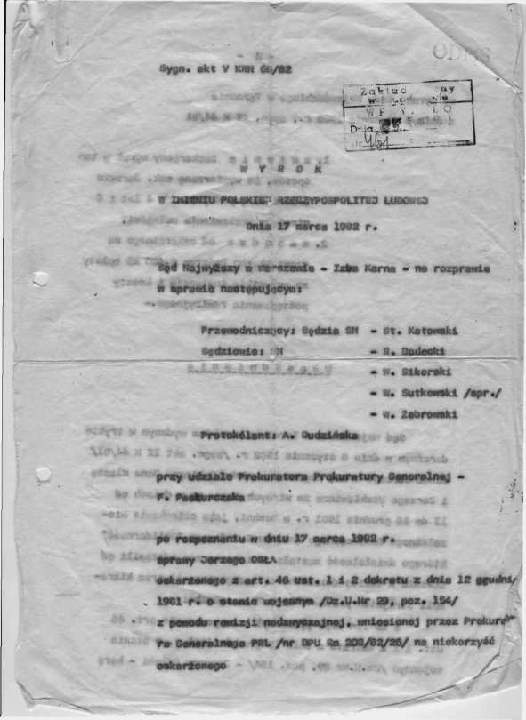 Rewizja wyroku J. Orzeł