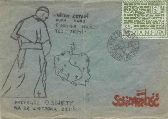 Okolicznościowa koperta w związku z wizytą Ojca św. w 1983 r.